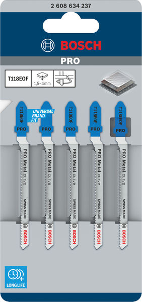 Bosch PRO Metal curve T118EOF Stichsägeblatt, 83 mm, 5-tlg.