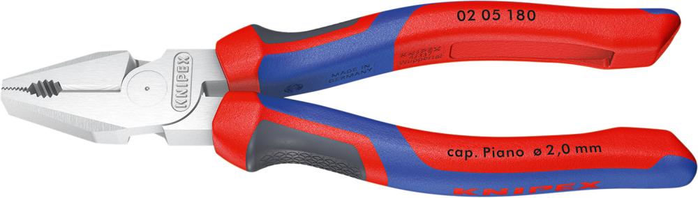 Knipex Kraft-Kombinationszange verchromt mit Mehrkomponenten-Griffen 180mm