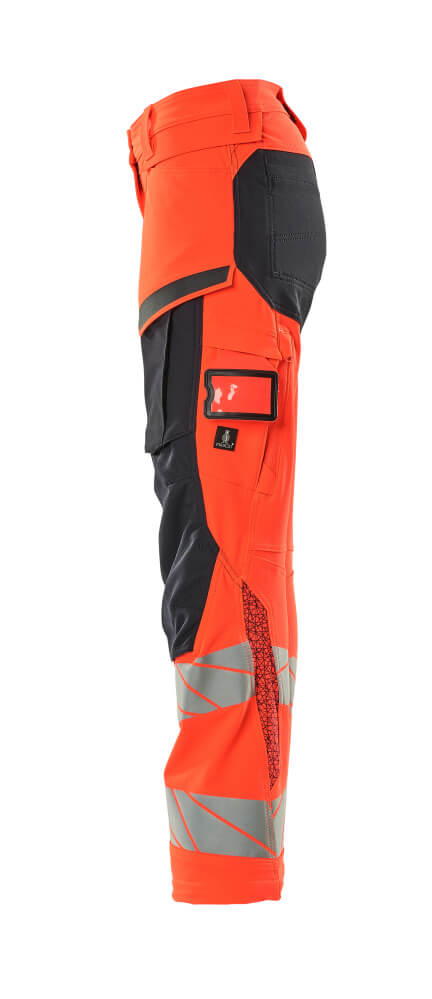 MASCOT ACCELERATE SAFE Hose mit Knietaschen hi-vis rot/schwarzblau 34 kurz