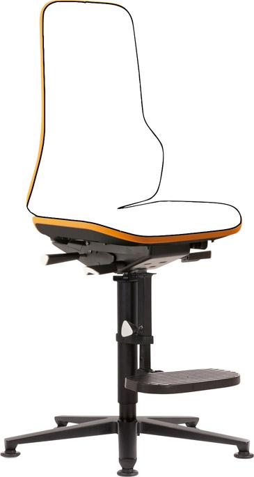 Bimos Arbeitsstuhl Neon orange ohne Polster Sitzhöhe 590-870 mm m. Gleiter/Aufstiegshilfe