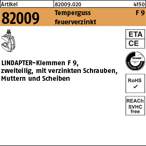 Lindapter Trägerklemme F9 feuerverzinkt M16