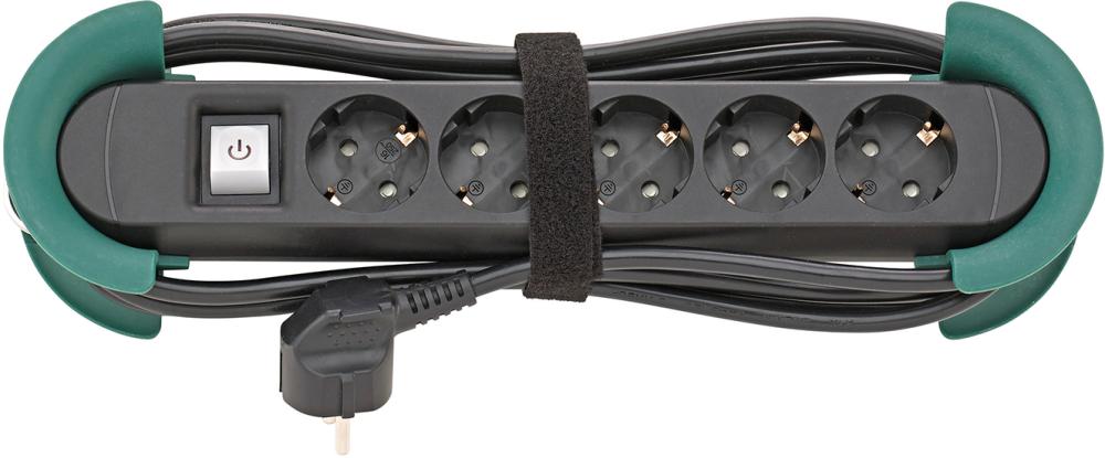 Fortis Steckdosenleiste 5-fach H05VV-F3G1,5 3m Aufrollhilfe und Haken