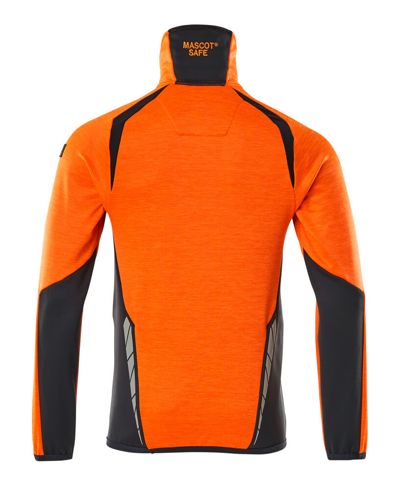 MASCOT ACCELERATE SAFE Fleecepullover mit kurzem Reißverschluss hi-vis orange/schwarzblau 5XL