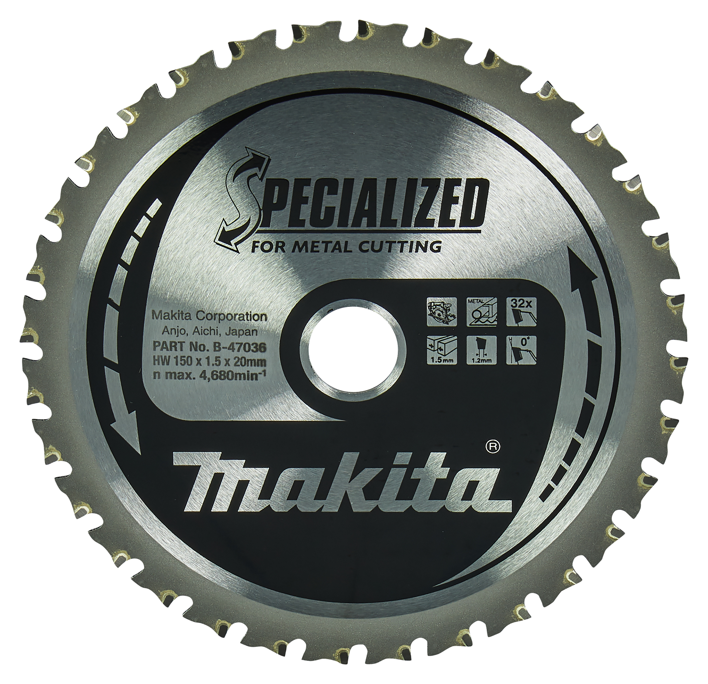 Makita Sägeblatt für Metall 150x20x32Z B-47036