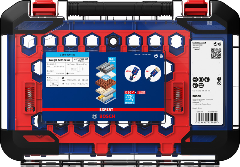 Bosch EXPERT Tough Material Lochsäge-Set, 22/25/35/40/51/68 mm, 9-tlg.