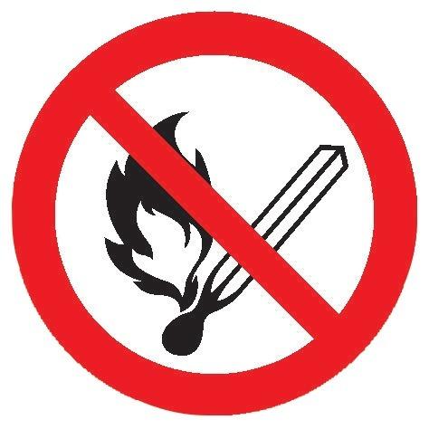 Verbotsschild „Keine offene Flamme Feuer offene Zündquellen und Rauchen verboten”
