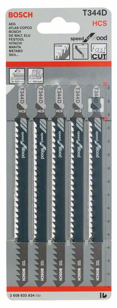 Bosch Stichsägeblatt T344 D SpeedWood L152mm (5 Stk.)