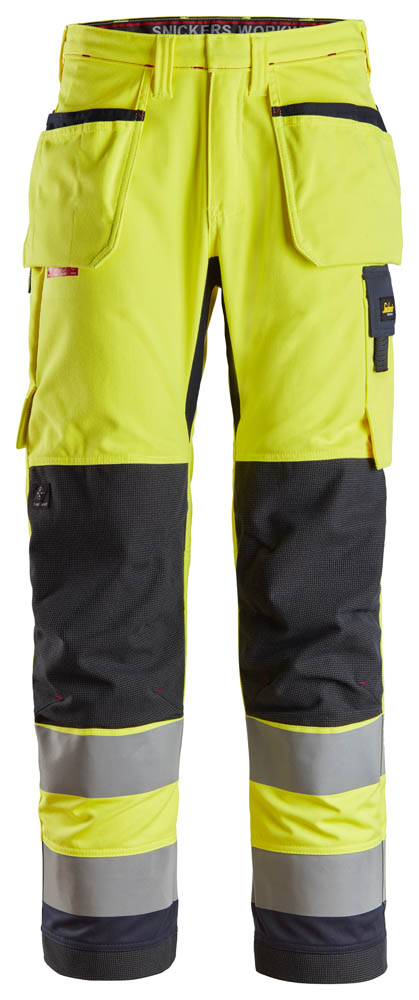 Snickers 6260 ProtecWork Hi-Vis Arbeitshose mit Holstertaschen, Kl. 2 signalgelb-blau