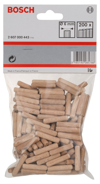 Bosch Holzdübel 6 mm, 30 mm, 200er-Pack