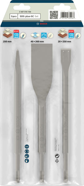 Bosch PRO SDS plus-5C Meißelset, 0; 40; 20x250; 260; 250 mm, 3-tlg.