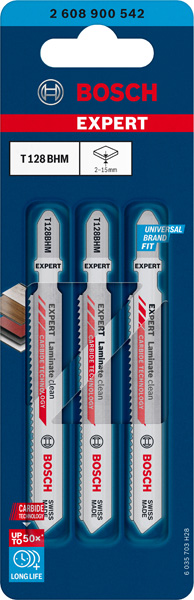 Bosch EXPERT Laminate Clean T128BHM Stichsägeblatt, 3 Stück