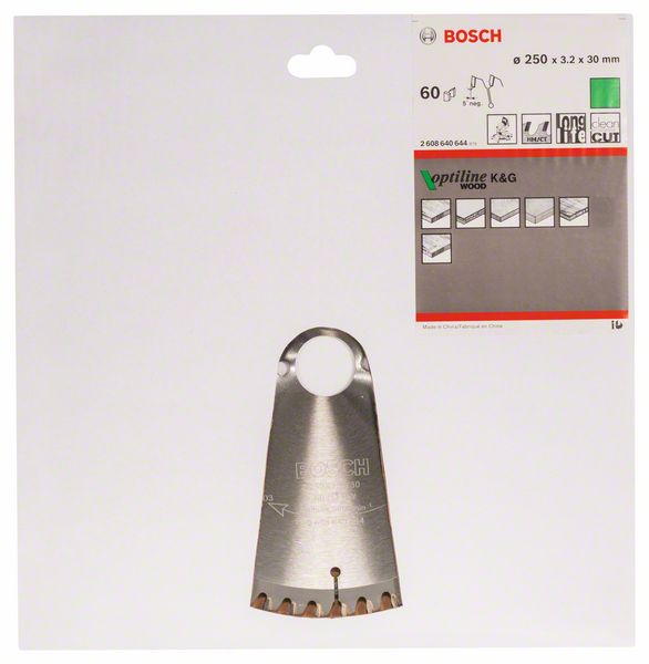 Bosch Kreissägeblatt Optiline Wood 250,0mm 60 Zähne