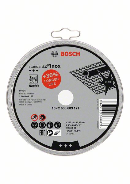 Bosch Trennscheibe gerade Standard Inox 125x1,0mm (10 Stk.)