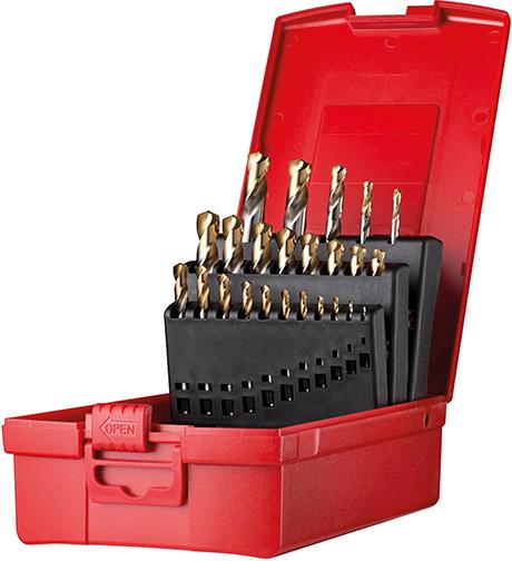 Dormer Kurzbohrer Set 1,0-10,5mm Kernbohrer 3,3-10,2mm A022 135G Typ N 2,5xD 24tlg. TiN Tip A088200S
